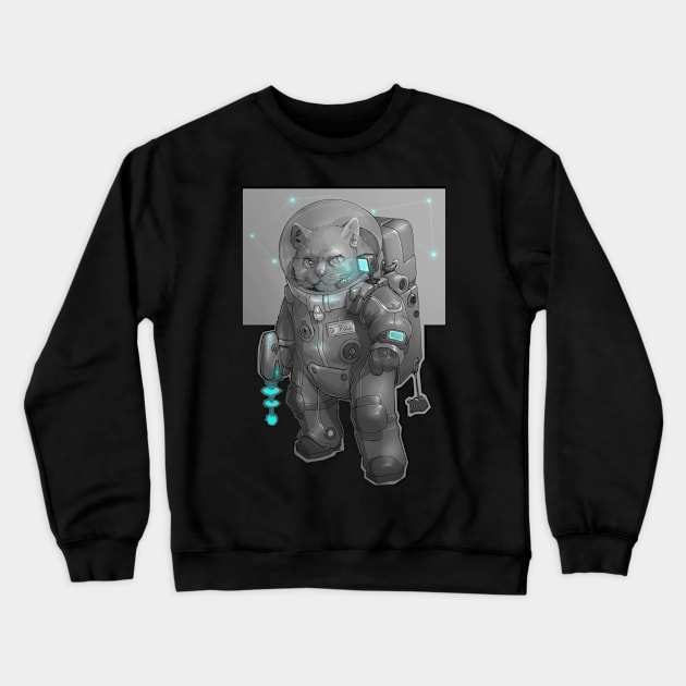 Catstronaut Crewneck Sweatshirt by Jeroba